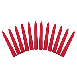 6" Unscented Taper Candles Box of 12 Candles Including The Booklet Candle Factoids Trivia & Safety Guidelines Made in The USA (Red)