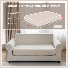 QIANMEW Couch Cushion Covers for Sectional and L Shaped Sofa, Stretch Soft Sofa Covers Washable Wear Resistant Slipcovers Furniture Protector Pet-Friendly (1PC Loveseat Cushion Cover, Ivory)