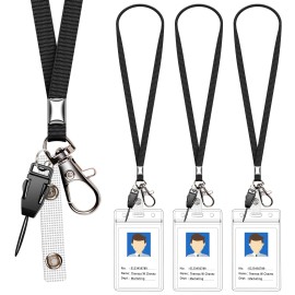 Upugo 3 Pack Neck Lanyard with ID Badge Holder, Office Strap Lanyards, Stainless Me...