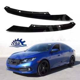 GD-AUTO For 2019 2020 2021 Honda Civic Headlight Eyelid Trim Molding Glossy Black Pair