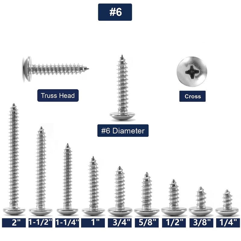 #6 x 2'' Wood Screw Fix 100Pcs Truss Head Phillips