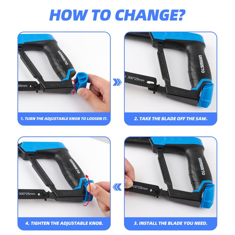 URASISTO Hacksaw Frame Set, 12“ Hacksaw Frame, 6'' Hacksaw Frame