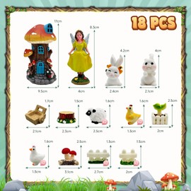 DONABELA Fairy Garden Kit Small Mushroom House Miniature Animals Figurines Accessories Outdoor Tiny Decor for Kids