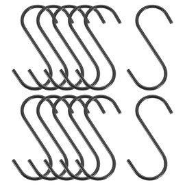 sourcing map 12Pcs S Hooks for Hanging, 3.9 Inch Extra Long Iron Hangers for Wardrobe Kitchen Workshop Closet Bathroom Garden, Black