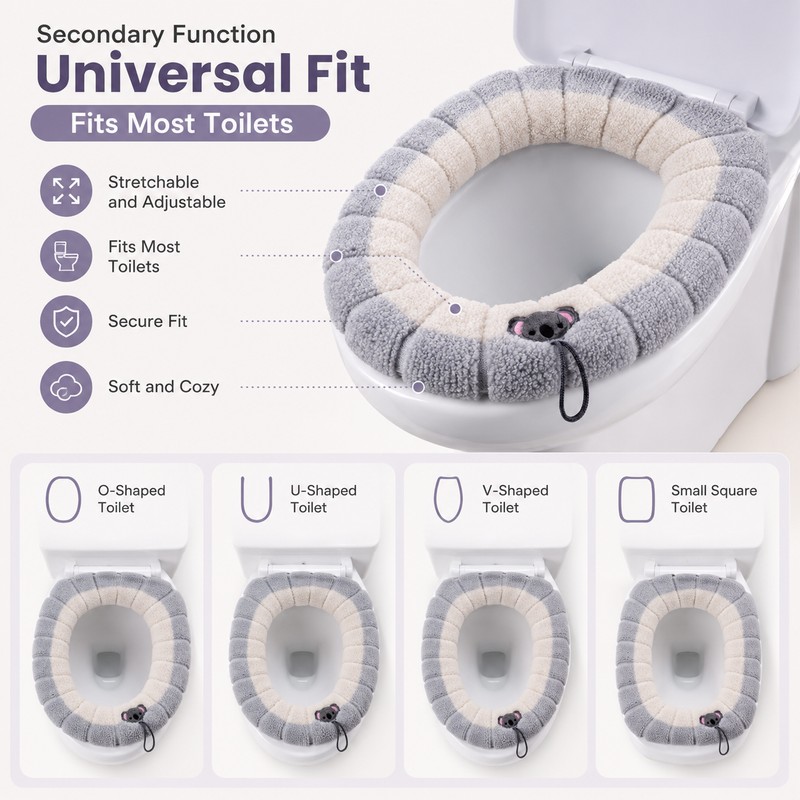 Warm Toilet Seat Cover for Bathroom Comfort – Soft Washable