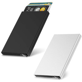 MFCGHXR Secure RFID Blocker Wallet - Pack of 2 Stylish Credit Card Holders - Compact, Durable & Lightweight - Perfect for Men & Women (Black, Silver)