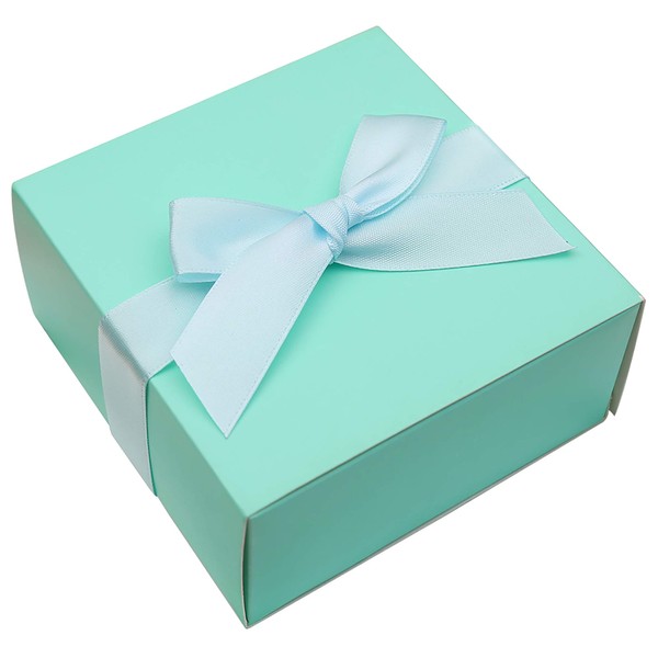 DORIS HOME 50 pcs Birthday Wedding Party Favor Boxes, Aqua 4 * 4 * 2 inch Wedding Gift Bags Chocolate Candy and Gift Boxes Bridal Shower Party Paper Gift Boxes with Ribbons