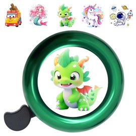 Children's Bicycle Bell, Children's Bicycle Bell for Boys / Girls, for Bicycle Balance Bike Scooter Tricycle, Mountain Bike, Children's Bicycle Bell Girls Boys (Bells + 6 Stickers) (Green)