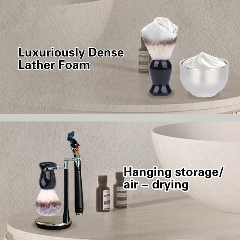 Men's Shaving Brush with Soft Bristles & Travel Case
