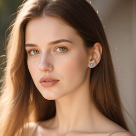 Moonstone Earrings Sterling Silver Natural Stone Real Moonstone Retro Flower Stud Earrings Jewellery Gifts for Women Daughter Friends, Sterling Silver, Moonstone