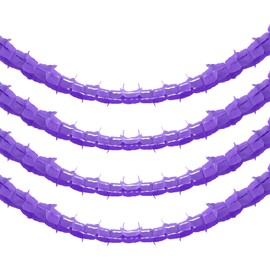PATIKIL Total 40Ft Tissue Paper Garland, 4Pcs Four-Leaf Reusable Hanging Streamers Garland for Jungle Party Decorations Birthday Wedding Bridal Showers Decor Supplies, Purple, 10Ft/Pcs
