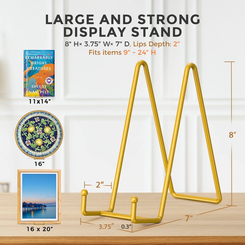 TR-LIFE 4 Pack 8 Inch Plate Stands/Holder for Display, Large,