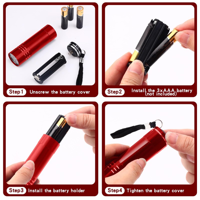 Riakrum 12 Pcs UV Blacklight Flashlights LED Handheld Mini Light