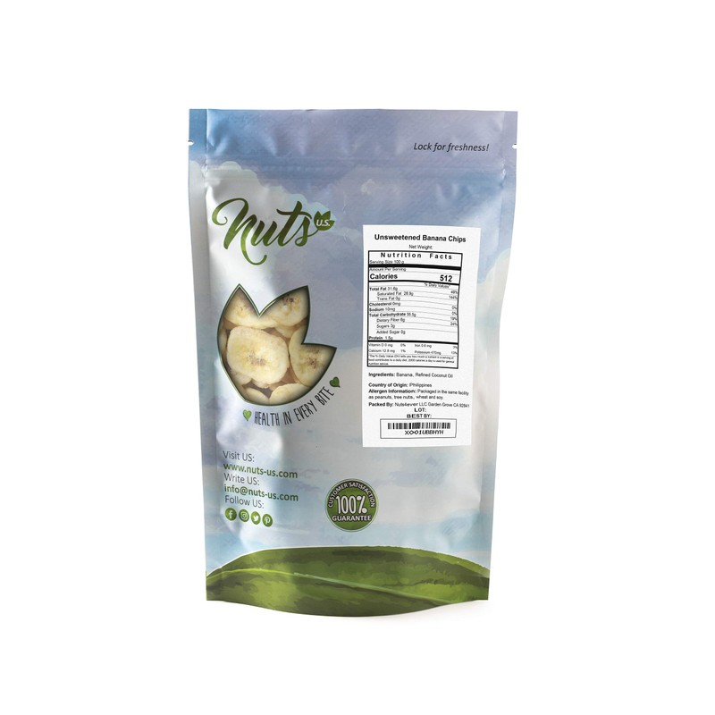 NUTS U.S. - Unsweetened Banana Chips, No Sulphure Added &