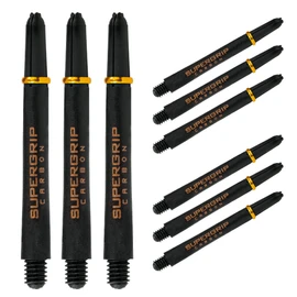 Harrows Supergrip Carbon Gold Shafts, Increased Aerodynamic Flow Dart Shafts, 3 Shafts Per Pack, 3 Packs Included (9 Shafts Total) (Midi)