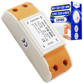 LED Driver 12V 12W 1A 220-240V - LED Transformer Driver Has a Size of 80 x 32 x 22 mm - Warranty 10 Years - MONTERAL
