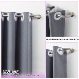 Brushed Nickel Disc Curtain Rods, 48-84 Inches Window Curtain Rod,Adjustable Room Darkening Curtain Rod with Aluminum Finials and Brackets,Wrap Around Design