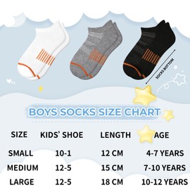 Comfoex 12 Pairs Boys Running Ankle Socks For Kids 4-6 6-8 8-10 10-12 Years Old Low Cut Athletic Breathable Cotton Socks