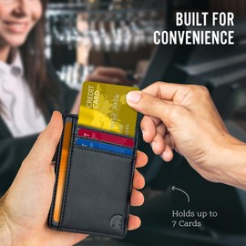 POWR Mens Wallet, Slim Wallet RFID Blocking Minimalist Credit Card Holder, Holds up to 7 Cards and Bank Notes, Ideal for Travel