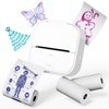 Memoqueen T02 Sticker Printer with 3 Rolls Paper, Portable Thermal