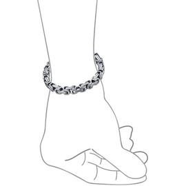 Two Tone Byzantine Chain Mechanic Double Link Mens Bracelet Men Black Silver Or Gold-Tone Stainless Steel Heavy Flexible 8.2 Inch