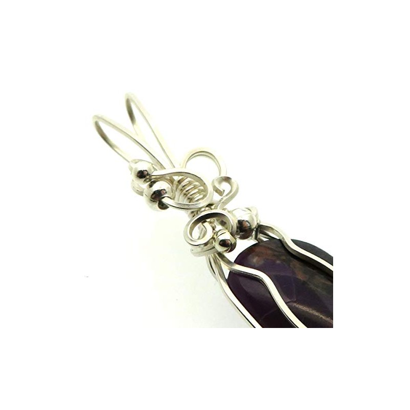 Sugilite Gemstone Sterling Silver Wire Wrapped Pendant 17