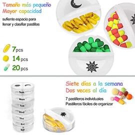 Pastillero Semanal 2 Tomas, Pastilleros para Medicamentos de 7 Días,Organizador para Medicamentos con 14 Compartimentos Separado,Pill Organizer de Viaje Impermeable con Tapa,para Vitaminas,Blanco