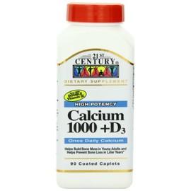21st Century Calcium, 1000mg Plus Vitamin D, 90 Tablets (Pack of 4)