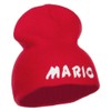 Mario Letter Embroidered Short Beanie - Red OSFM