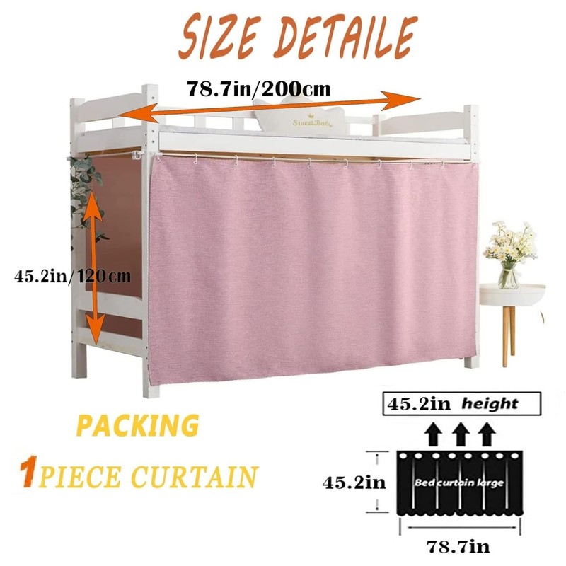 Teanea Solid Bottom Bunk Bed Blackout Curtains Privacy Cloth Single