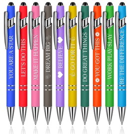 10PCS Funny Office Pens Set, Retractable Ballpoint Pens, Colorful Motivational Quotes Pens, Inspirational Black Ink Pens for Students Coworkers Colleague
