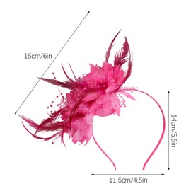GWAWG Haarreif mit Federn und künstlichen Blumen, 1920er Jahre Damen-Fascinator Kopfschmuck, Stirnband für Karneval Cocktailparty Hochzeit Teeparty Vintage Accessoires (rosa rot, Einheitsgröße)