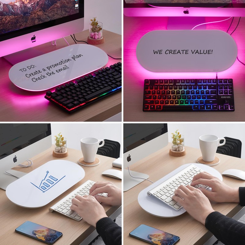 TSJ OFFICE Glass Desktop Whiteboard - 17 X 7 Inches