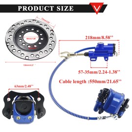 PRO BAT Rear Brake Master Cylinder Caliper With Disc Rotor Assembly for 50cc 70cc 90cc 110cc 125cc Chinese Quad Taotao Boulder B1 Coolster 3050HD ATV Kids Four Wheeler, Blue