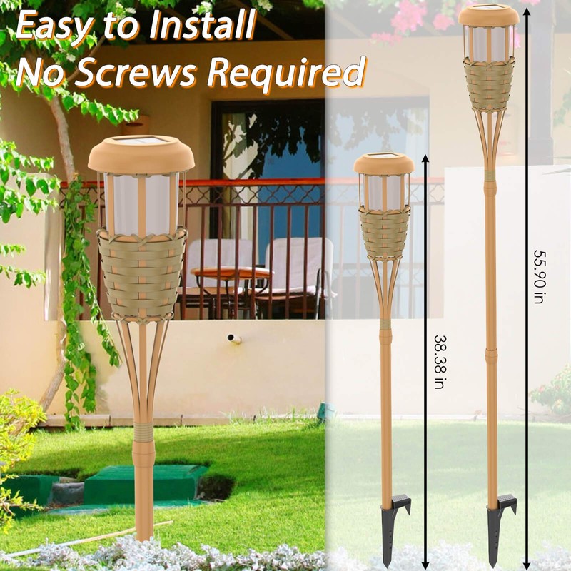 Evelynsun Flickering Flames Solar Powered Lights - Upgraded Solar Torches