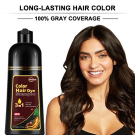 Dark Chocolate Hair Dye Shampoo 3 in 1 for Gray Hair, Herbal Hair Color Shampoo for Men and Women 500ml- 100% Gray Coverage, Dark Chocolate Brown Hair Dye for Dark hair Colors in Minutes