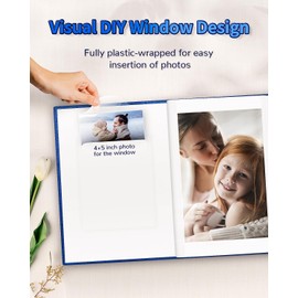 Photo Album 4x6 with 100 Pockets,Slip-in Picture Albums,Linen Cover Memory Book with Front Window,White Page Vertical Photo Book for Wedding,Family,Anniversare,Baby,Vacation