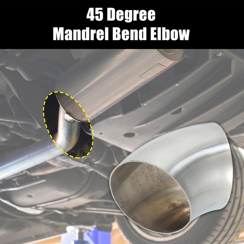 X AUTOHAUX 2pcs 45 Degree Stainless Steel Bend Exhaust Elbow