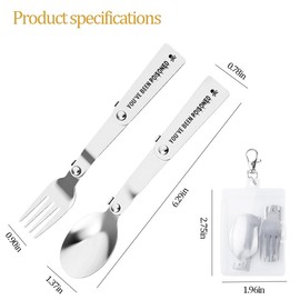 Foldable Spoon and Fork Set with Case Funny Gag Gifts You Have Been Poisoned Travel Cutlery Set Birthday Christmas Gifts for Women Men Stocking Stuffers Folding Fork Spoon Utensils for Outdoors Picnic