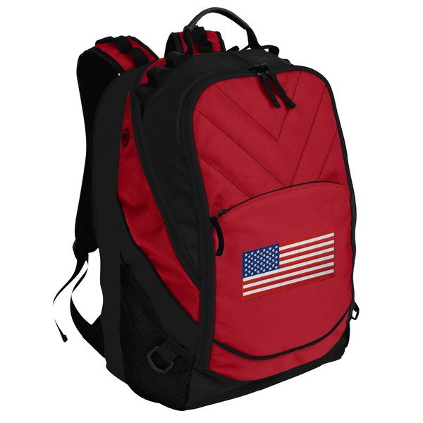 USA Flag Backpack Red American Flag Laptop Computer Bags
