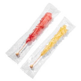 Candy Envy - Gold and Red Rock Candy Sugar Sticks - 12 Indiv. Wrapped - Original Sugar & Strawberry Flavored