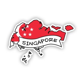 Singaporean Shaped Singapore Flag Sticker Decal - Self Adhesive Vinyl - Weatherproof - Made in USA - Ribbon Country Pride - 2" x 1.38"