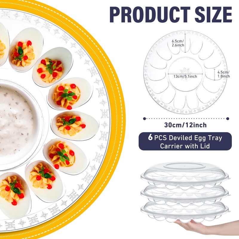 Shellwei 6Pcs Deviled Egg Platter with Lid Container Tray with