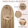 FESHFEN Straight Ponytail Extensions Long Drawstring Pony Tails Natural Synthetic