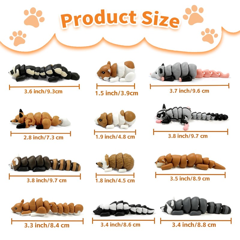 AQXYTK 12 PCS 3D Printed Foreset Animals Figures Toys