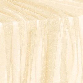 Horbaunal Champagne Glitter Tulle Fabric Rolls with Shiny Silver Sequin, 3 Yard Tulle Bolt Champagne 54 Inch Wide, Sheer Netting Fabric for Bridal Veil Tutu Skirt Wedding Arch