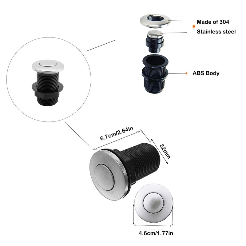 𝟐𝟎𝟐𝟑 𝙐𝗽𝒈𝒓𝒂𝒅𝒆𝒅 Sink Top Push Button with Air Hose Replacement,