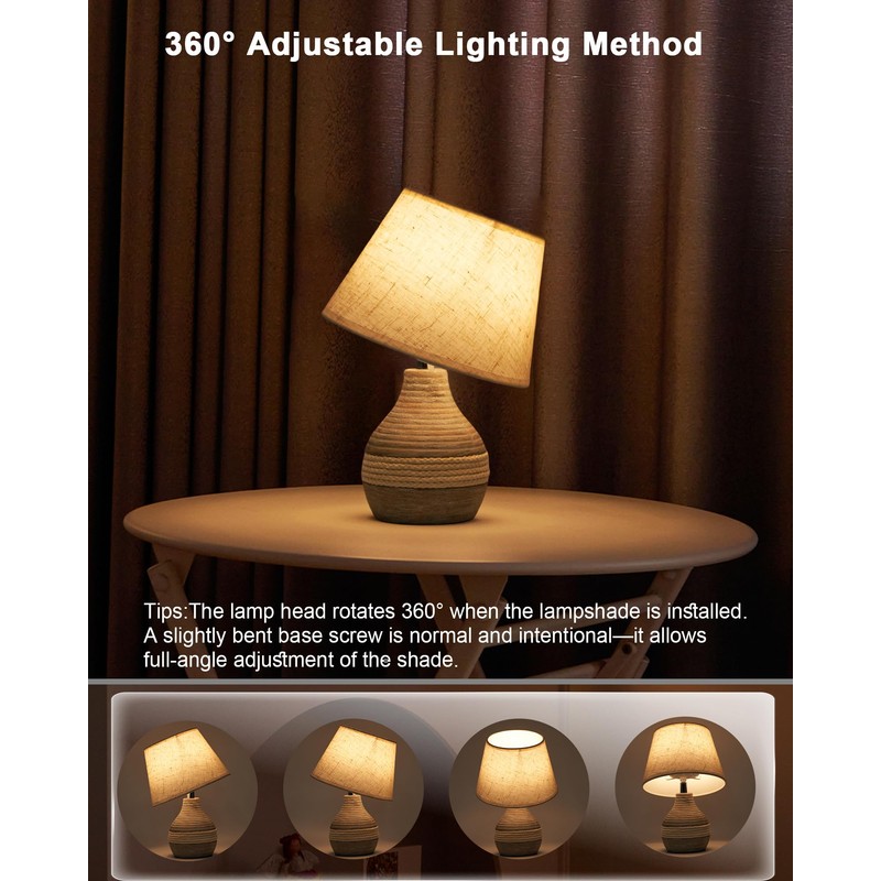 10" H Small Rechargeable Cordless Ceramic Table Lamp with Remote,