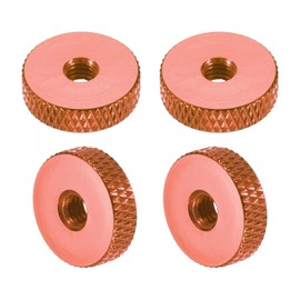 sourcing map 4 Pcs Knurled Thumb Nuts, M4 x 14 mm x 4 mm Female Aluminum Flat Through Hole Lock Adjusting Nuts Handle Knob Fasteners for 3D Printer Parts, Machine, DIY, Orange