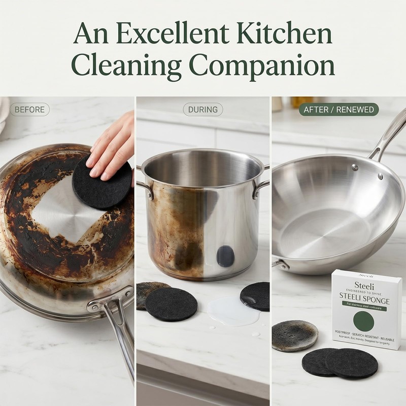for Stainless Steel, Removes Burnt-On Stains for Stainless Steel Surfaces,